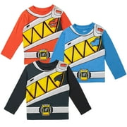 Power Rangers Little Boys 3 Pack Cosplay Long Sleeve T-Shirts Toddler to Big Kid